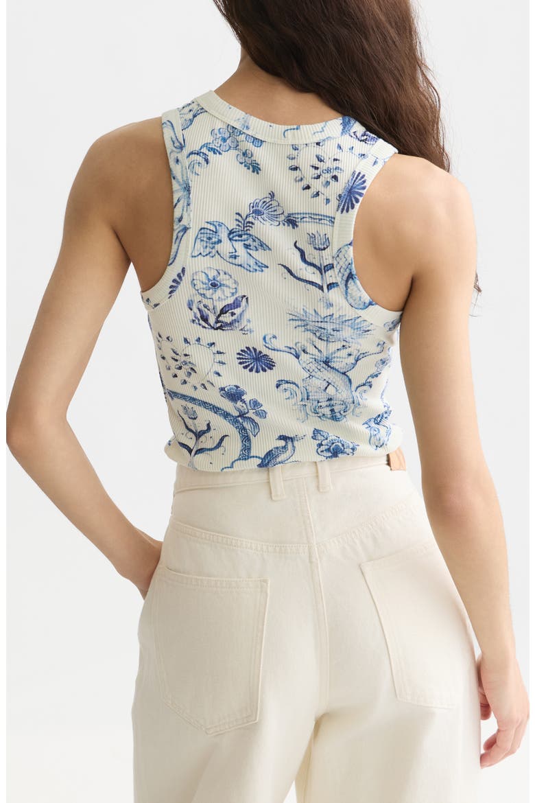 x Royal Delft Print Racerback Rib Tank, Alternate, color, DELFT TILES BLUE