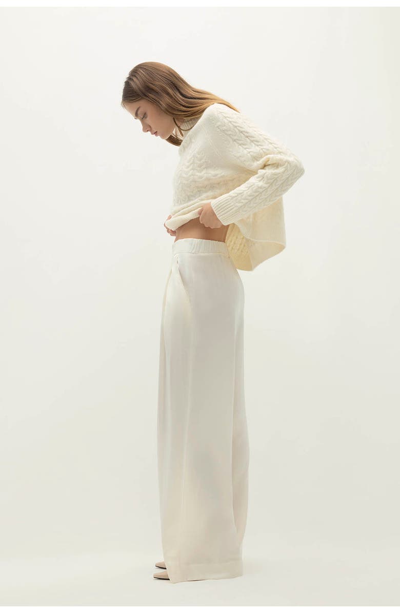 NAKED CASHMERE Rosalie Silk Trouser, Alternate, color, Ecru