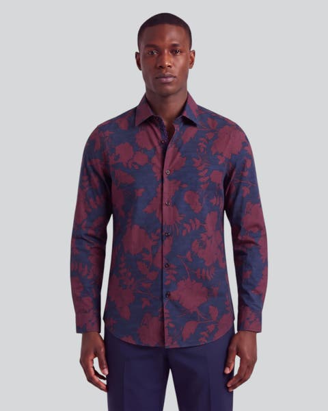 Gaal Floral Mens Printed Cotton Long-sleeve Shirt