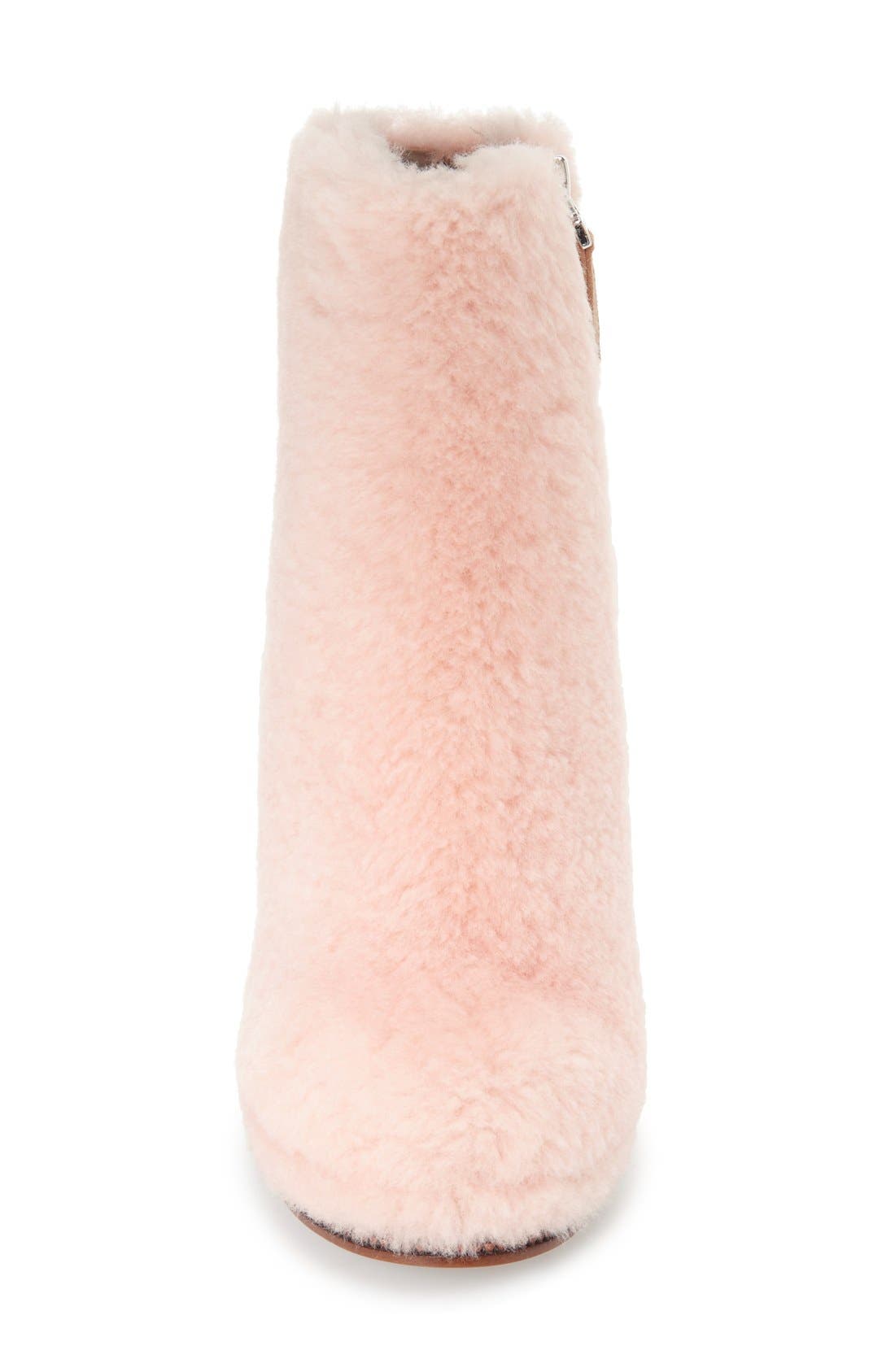 Genuine Shearling Ankle Bootie, Alternate, color, PINK SHEARLING