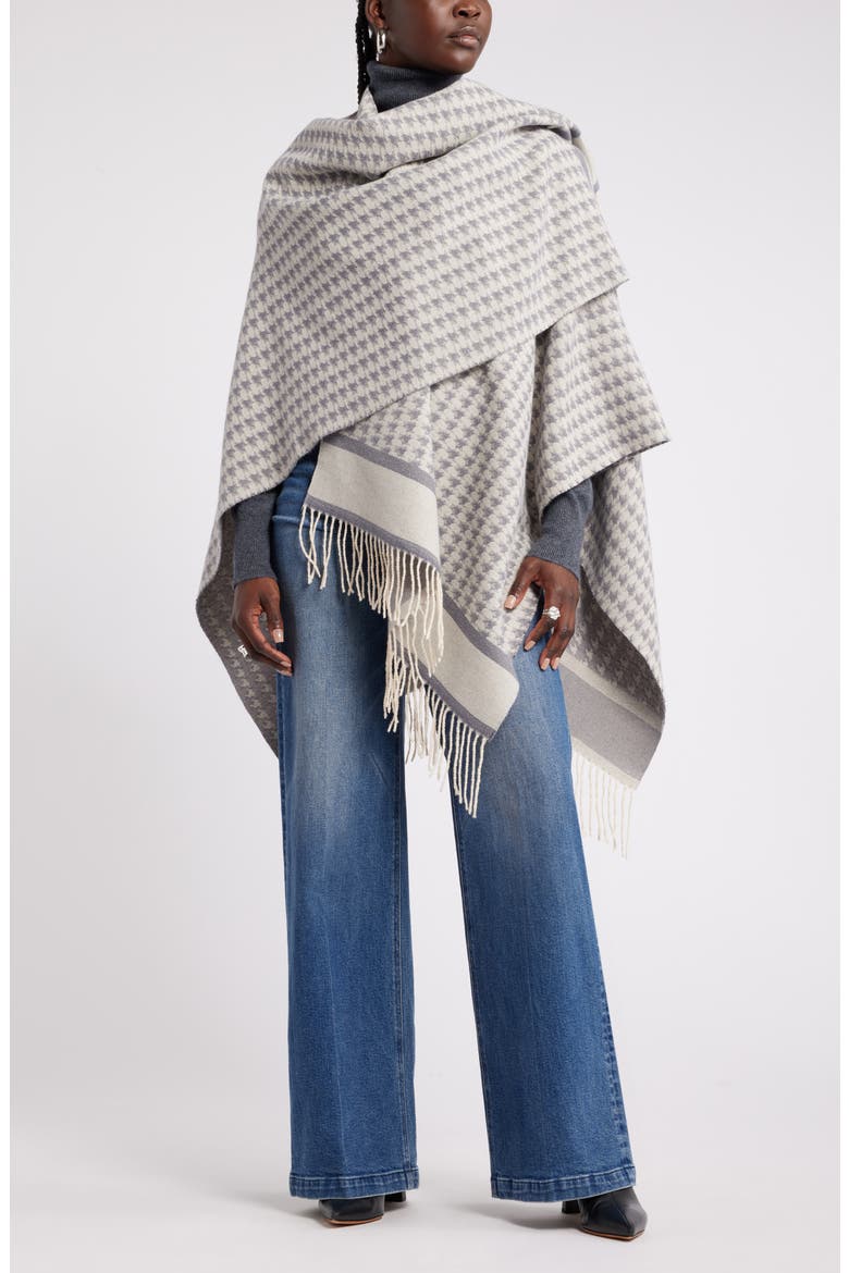 Houndstooth Ruana, Alternate, color, GREY FOLKSTONE COMBO