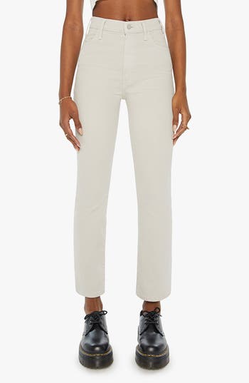 Mother The Hustler Patch Pocket Fairest Of Them All Ankle Fray Jean In Feather Grey