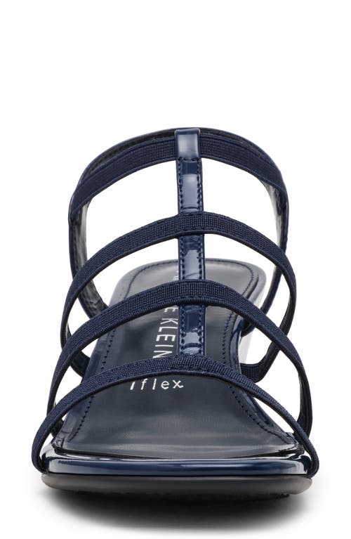 Anne Klein Bijou Strappy Wedge Sandal In Navy Patent