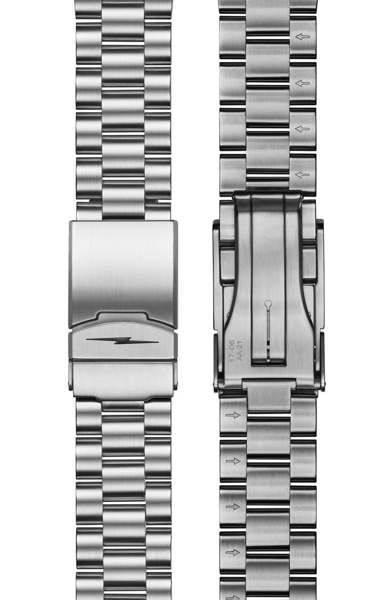 Shinola Monster Automatic Bracelet Watch, 43mm, Alternate, color, Silver/ Black