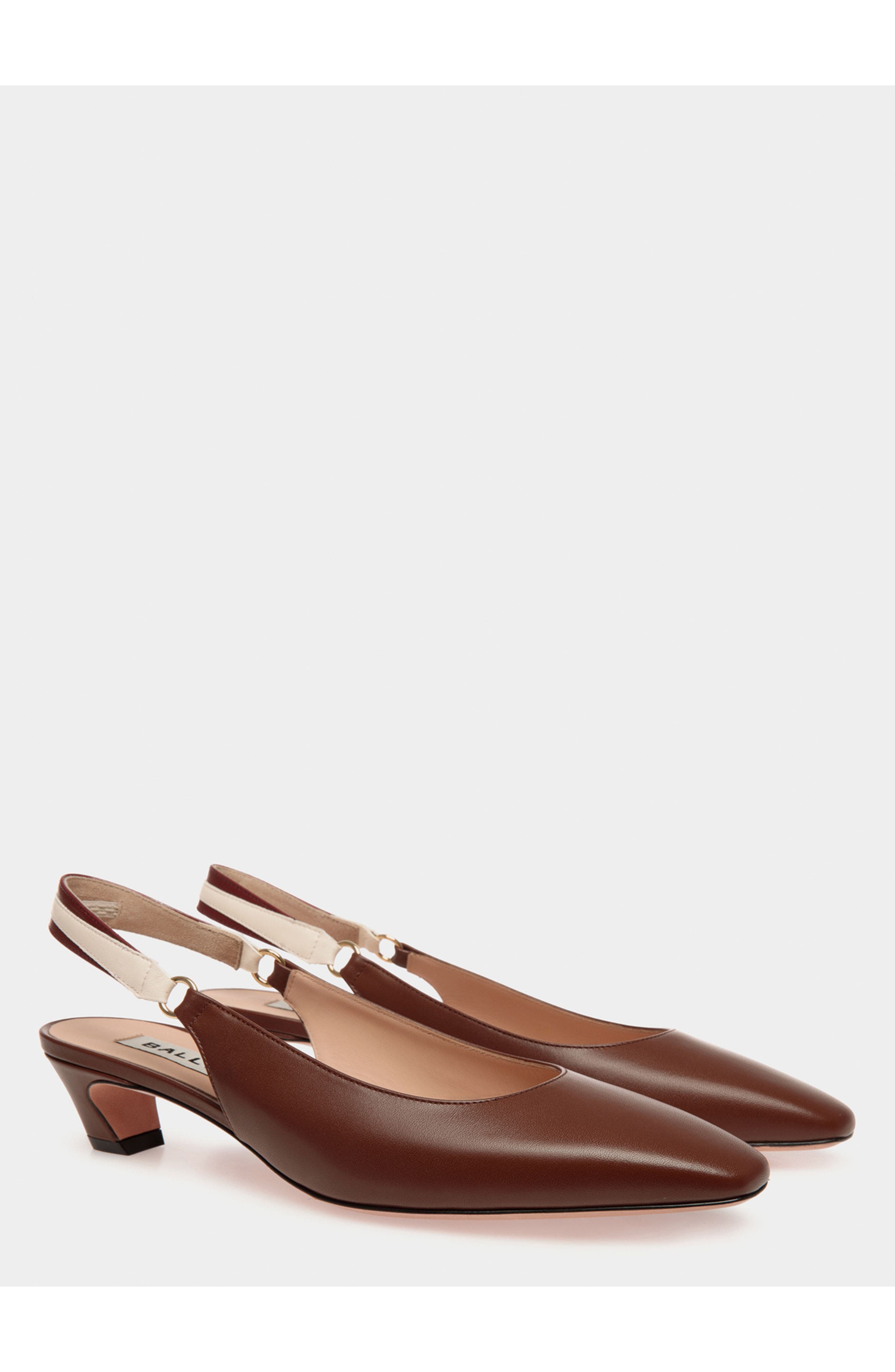 Bally Sylt Slingback Pump In Nappa Leather, Alternate, color, Brown