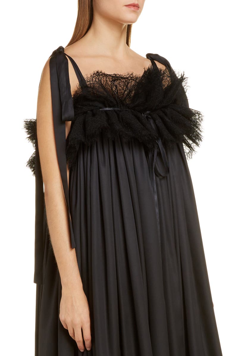 Balenciaga Ruffle Neck Satin Evening Gown, Alternate, color, 