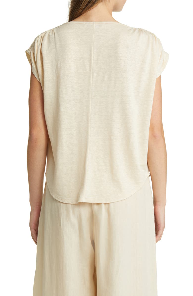 Max Mara Leisure Cinched Shoulder Linen Top, Alternate, color,