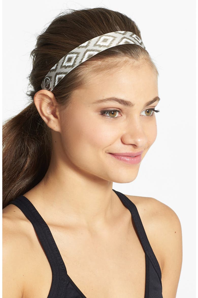 'Blurry Eyes' Fitness Head Wrap, Main, color, LIGHT BROWN/ DARK BROWN
