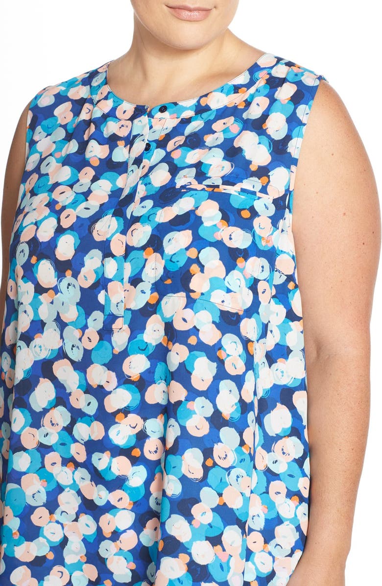 NYDJ Print Pleat Back Sleeveless Top, Alternate, color, Cannes Confetti Navy