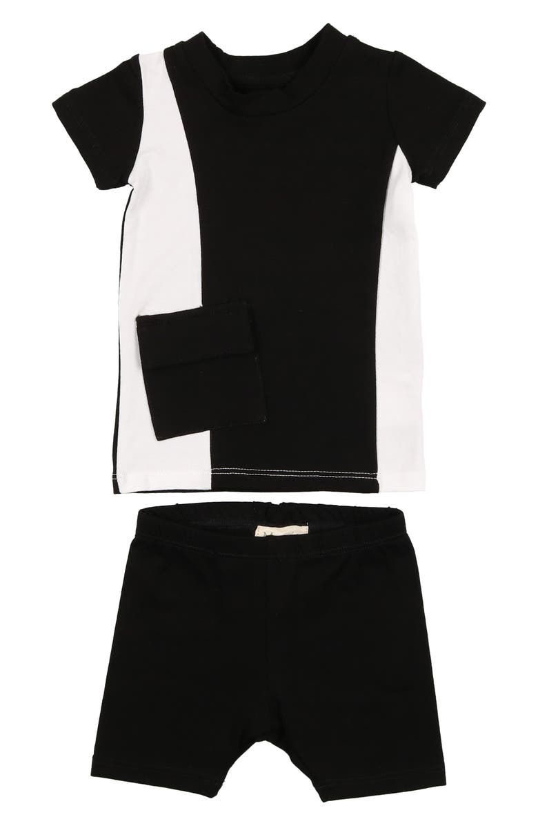 Manière Colorblock Pocket T-Shirt & Shorts Set, Main, color, Black/ White