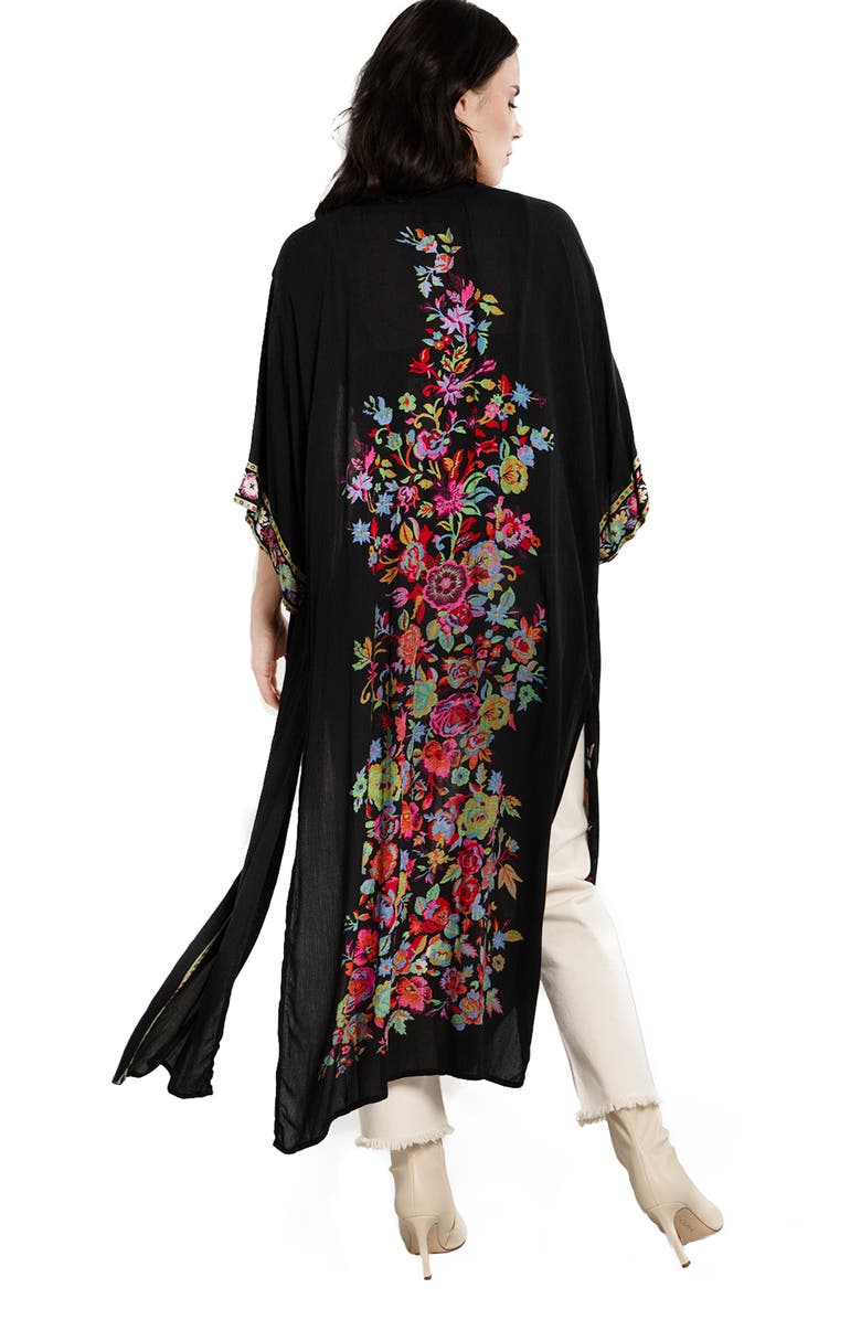 SAACHI Midnight Floral Garden Ruana, Alternate, color, Black