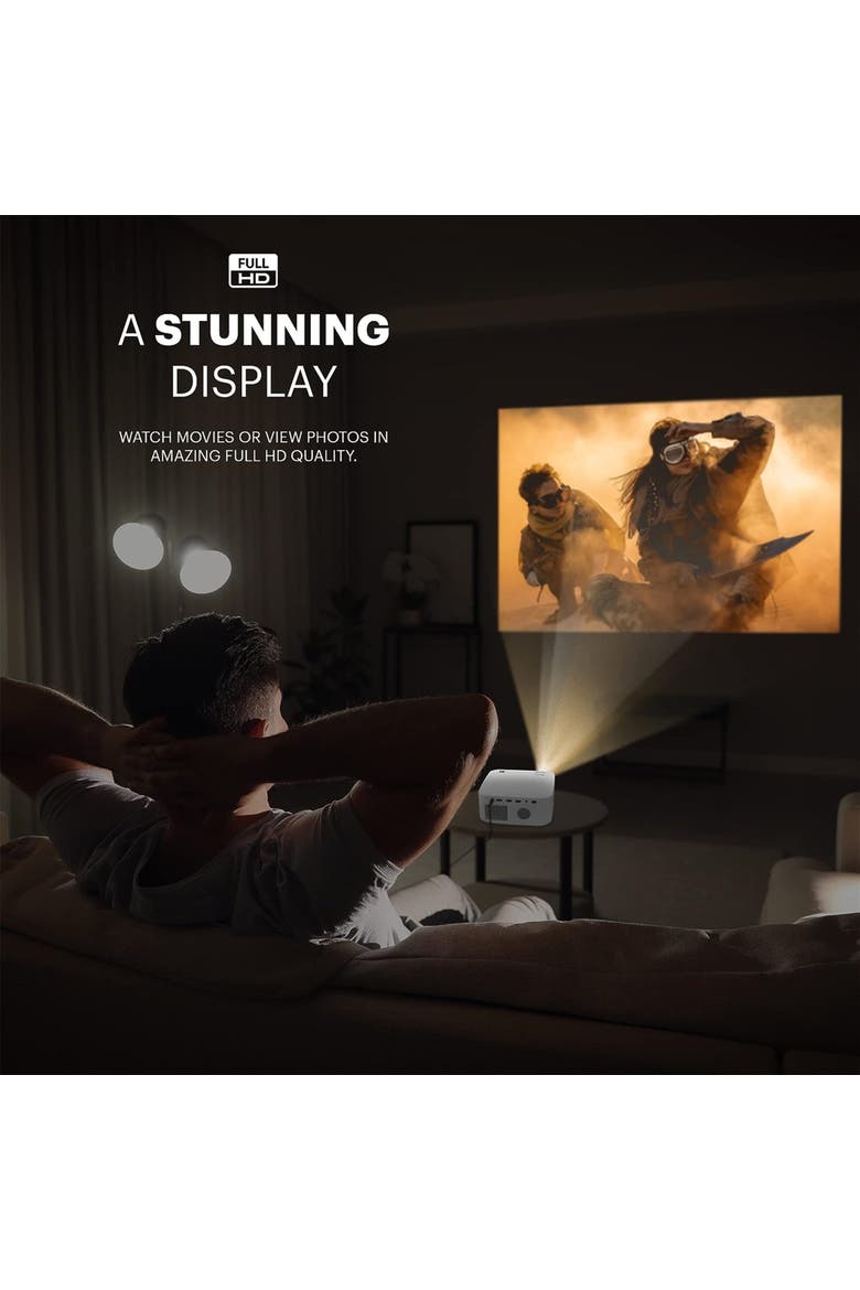 FLIK X10 Multimedia Home Projector, 1080p Portable Projector with Remote Control, Alternate, color, White