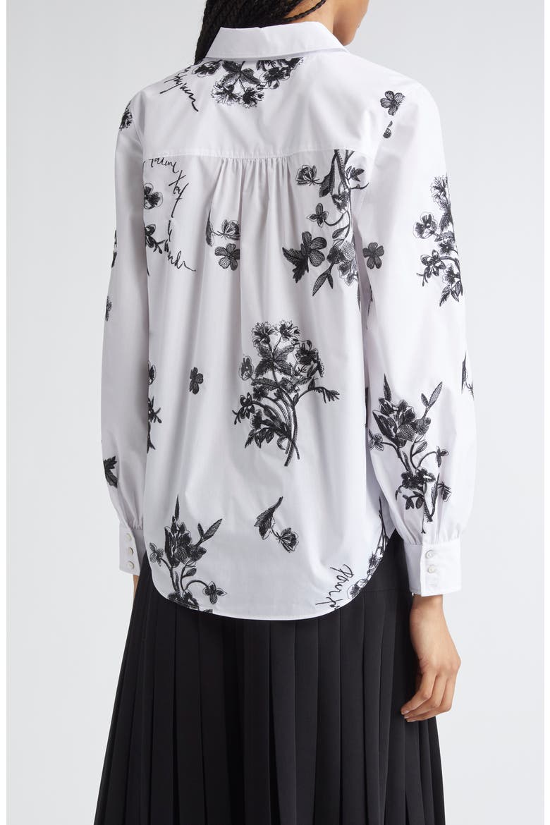 Esha Wildflower Whimsy Button-Up Shirt, Alternate, color, WHITE/ BLACK
