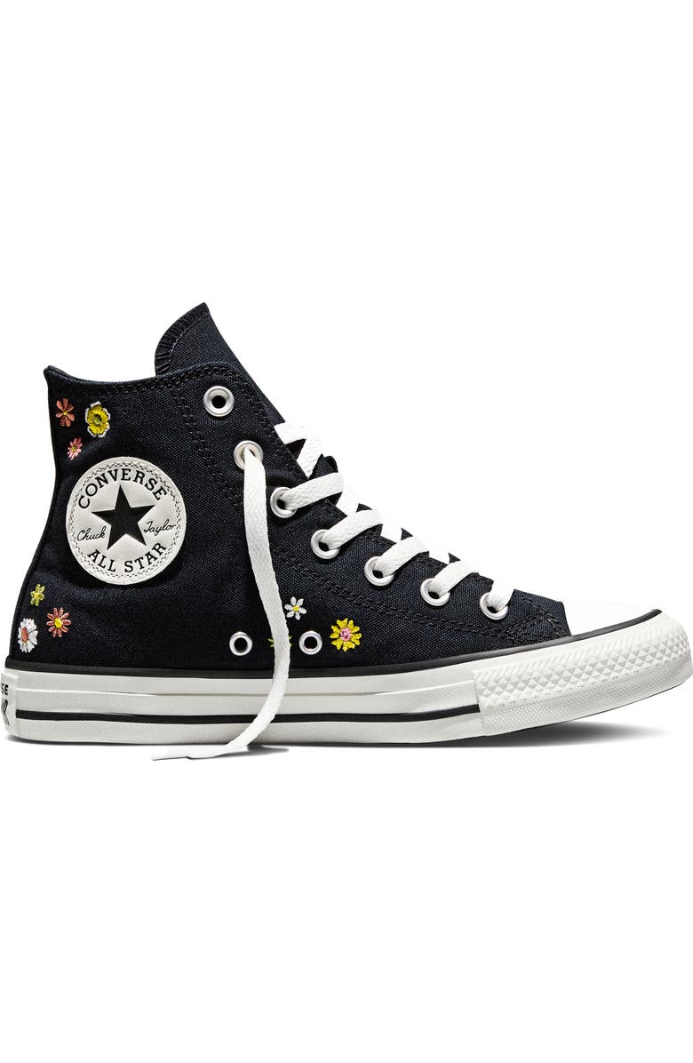 Converse Gender Inclusive Chuck Taylor All Star Floral Embroidered Canvas High Top Sneaker, Alternate, color, Black/ Bright Outlook