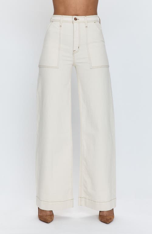 Pistola Penny Utility High Rise Wide Leg Denim Pants In Ecru In White