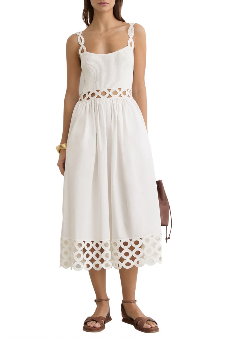 white cutout midi dress FLOR CUT OUT MIDI DRESS