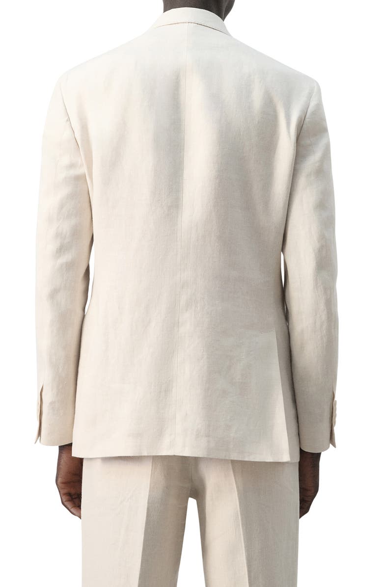 MANGO Amalfi Linen Slim Fit Double Breast Blazer, Alternate, color, Ecru