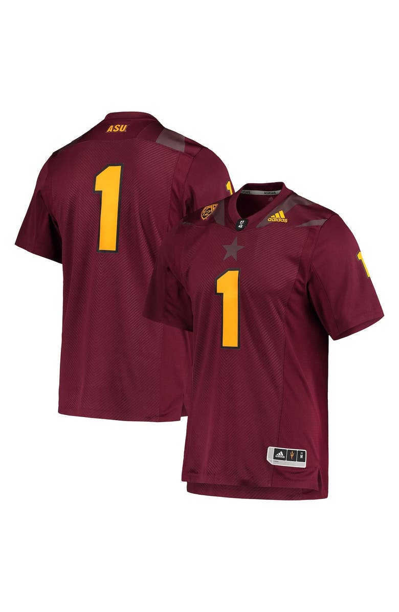 adidas Men's adidas #1 Maroon Arizona State Sun Devils Team Premier Football Jersey, Main, color, Maroon