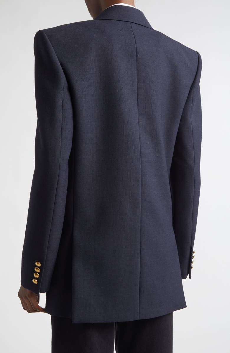 Saint Laurent Double Breasted Wool Blazer, Alternate, color, Marine