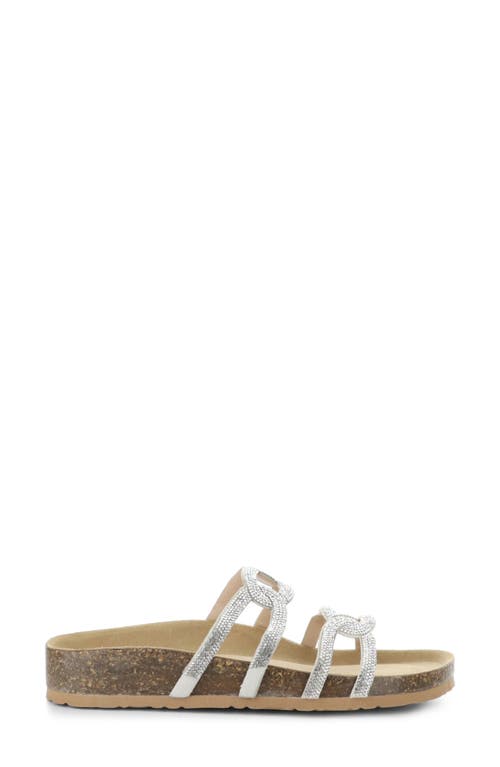 Bos. & Co. Peppy Crystal Strap Slide Sandal In Silver