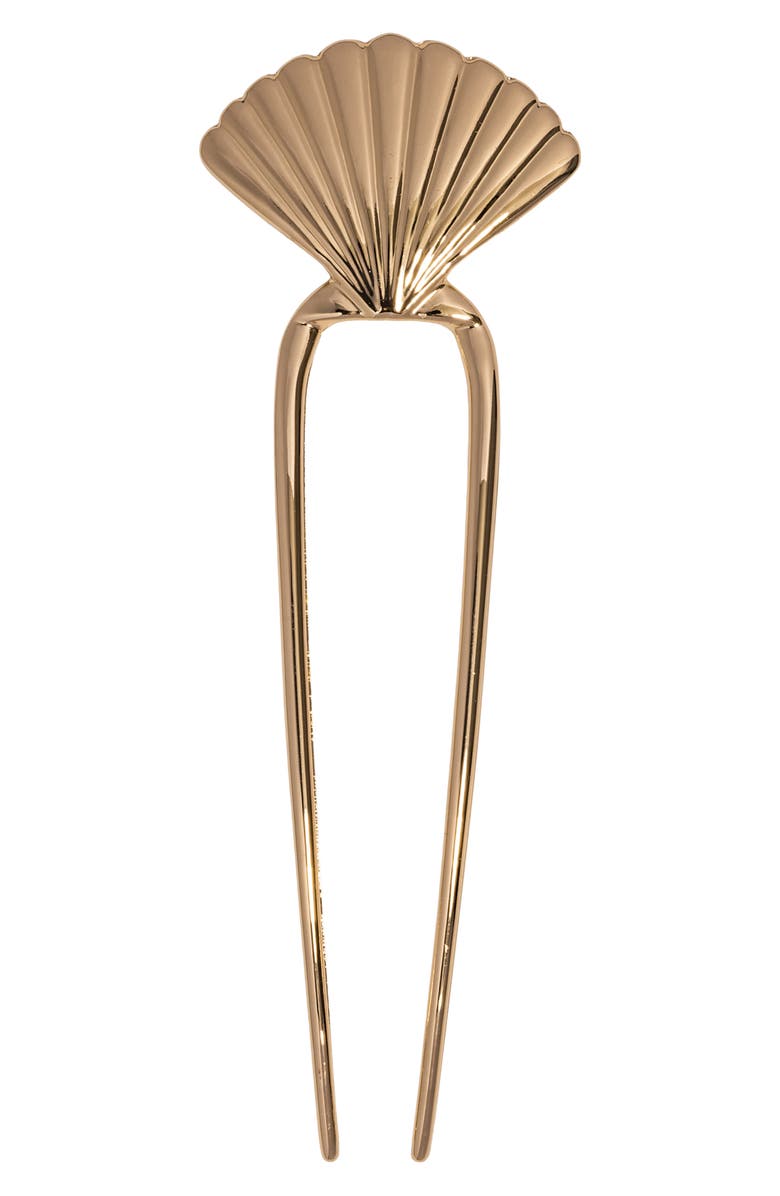 Kitsch Clamshell Metal French Hairpin, Main, color, Gold