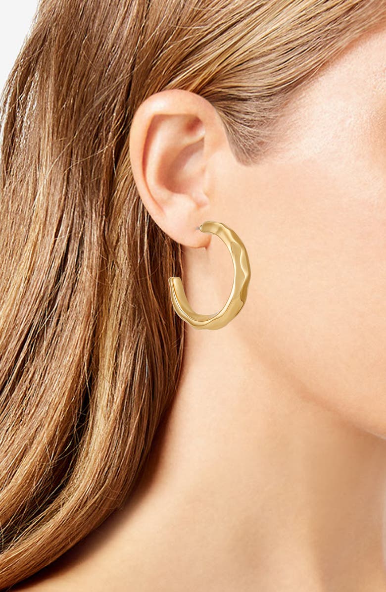 GUESS Wavy C Hoop Earrings, Alternate, color, Gold Tone