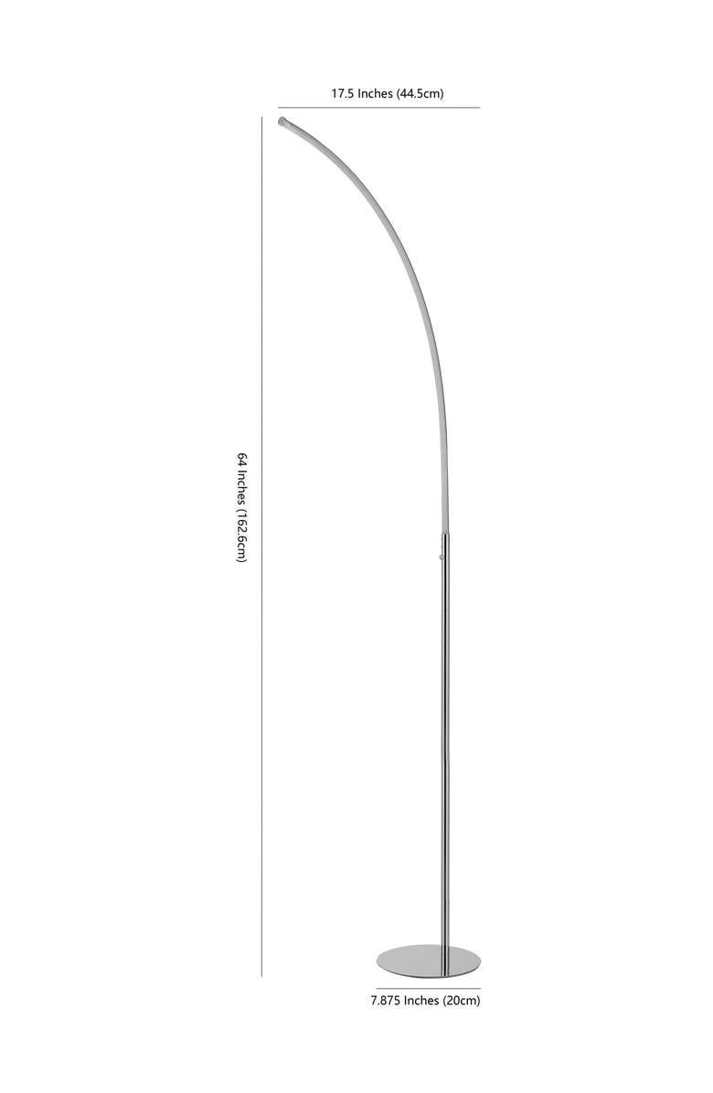 JONATHAN Y Curva 64" Metal Minimalist Modern LED Integrated Floor Lamp, Chrome, Alternate, color, Chrome