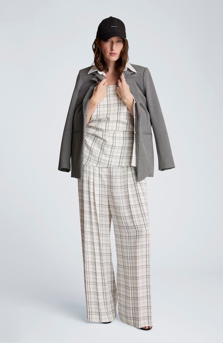 Kenneth Cole Windowpane Plaid Halter Neck Top, Alternate, color, 