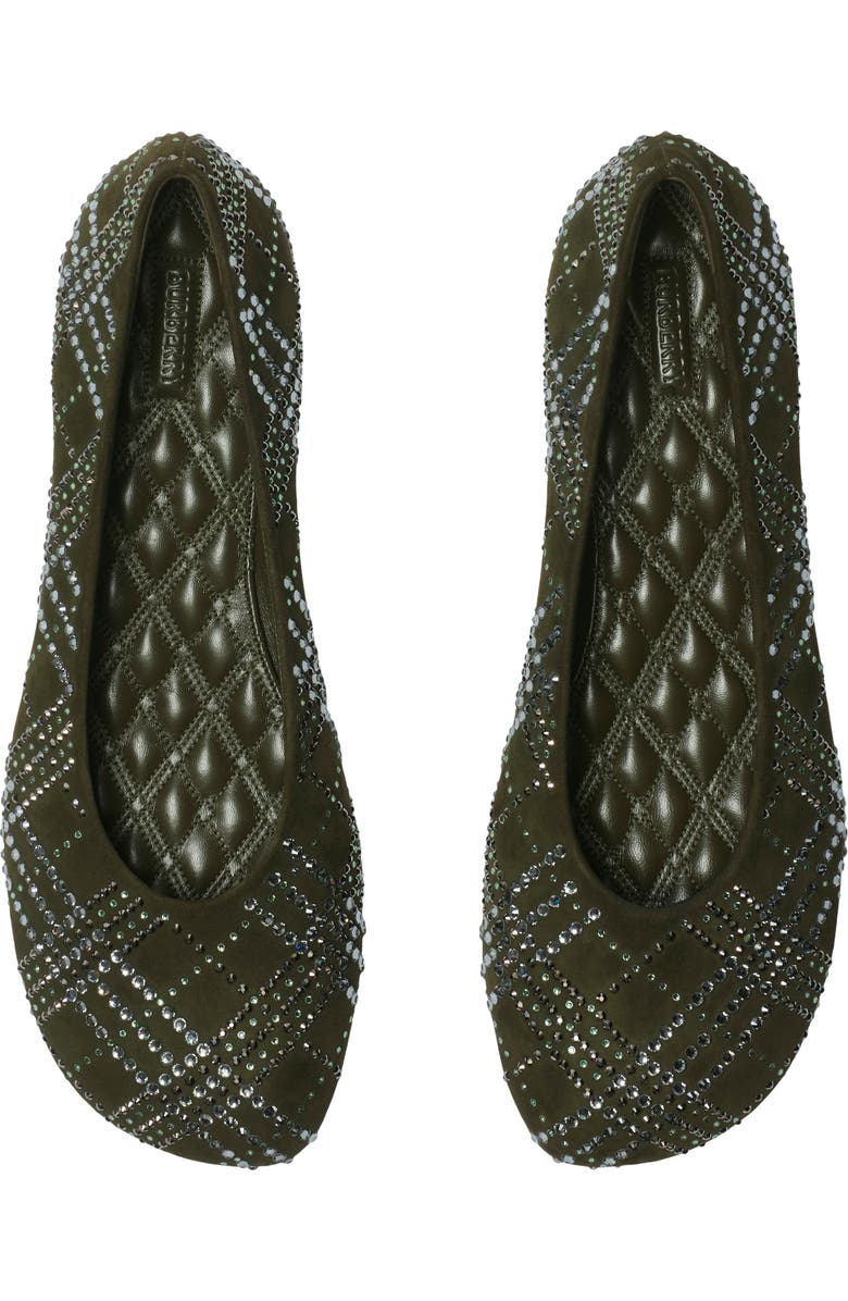 Burberry Crystal Check Suede Baby Ballerina, Alternate, color,