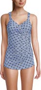 Lands' End SlenderSuit V-Neck Skirted Low Leg One Piece