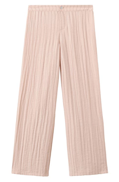 Textured Striped Low Rise Straight Leg Trousers