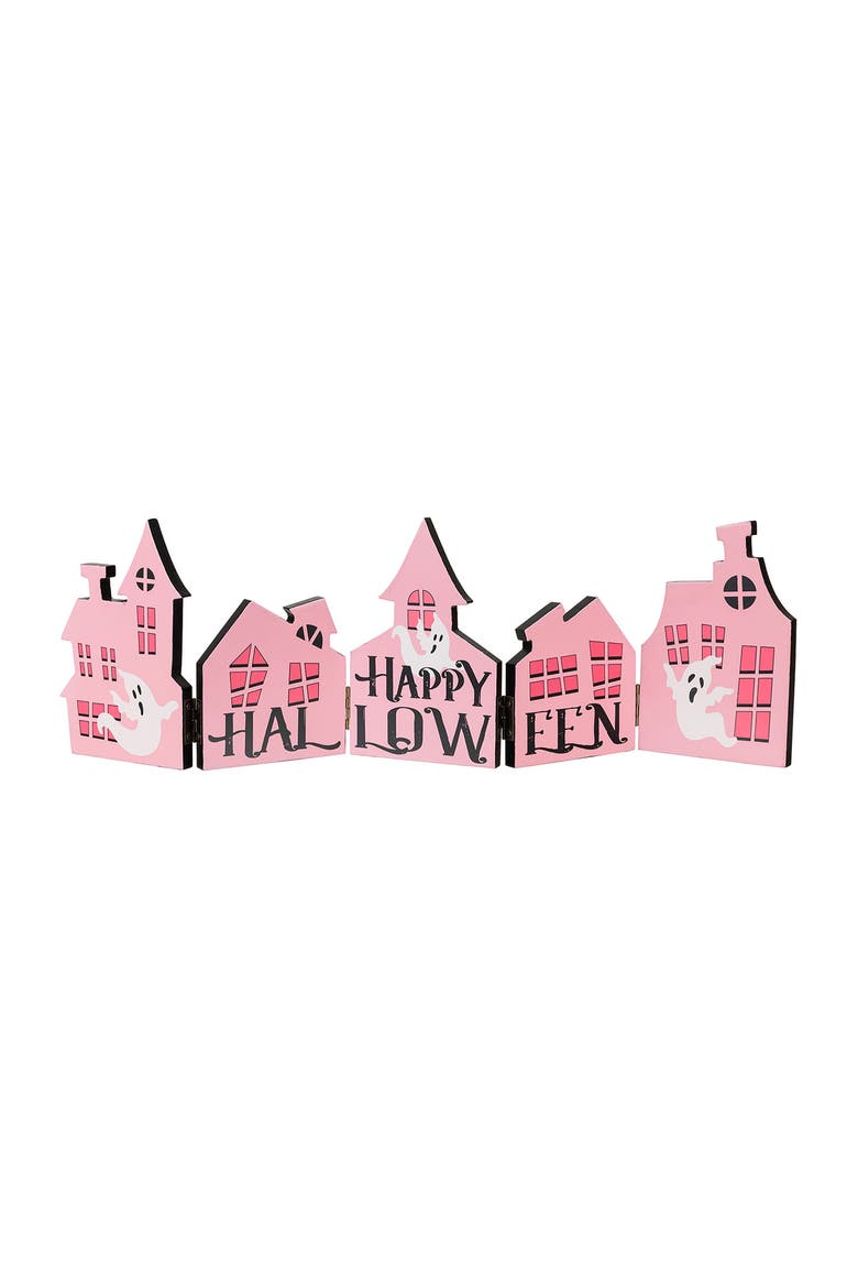 Halloween Wooden Hinged Haunted House Table Decor, Main, color, Pink