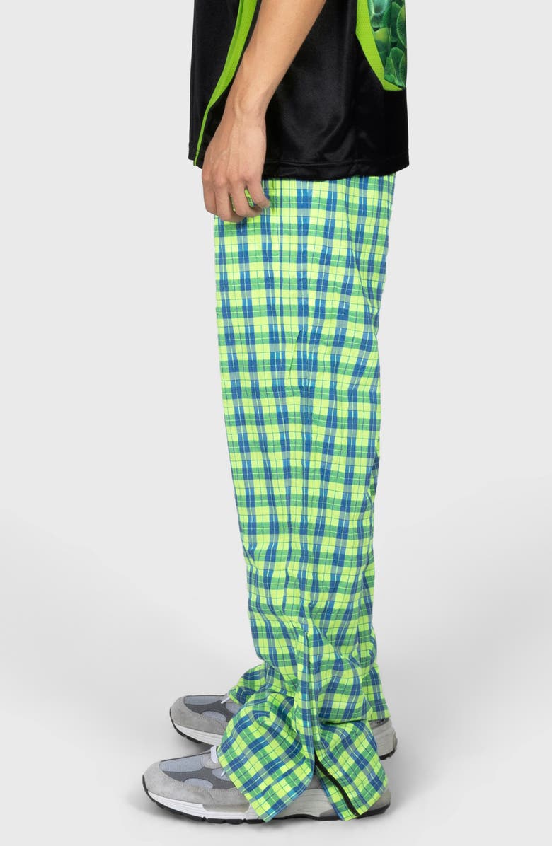 PLEASURES x Boiler Room Practice Plaid Track Pants, Alternate, color, Neon
