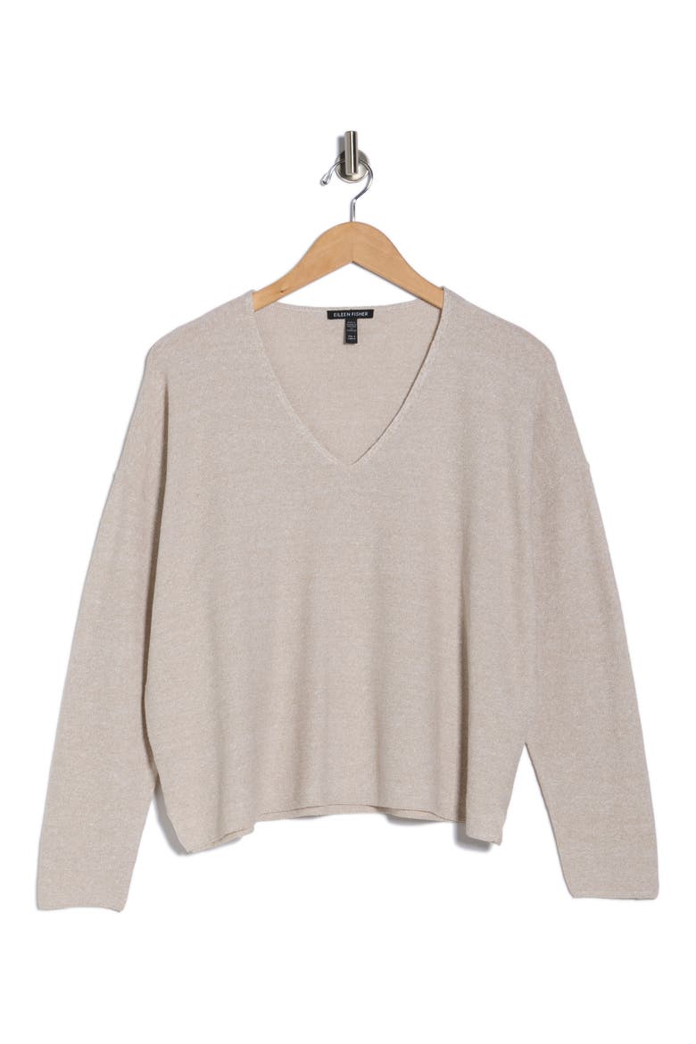 V-Neck Sweater, Alternate, color, NATURAL WHITE