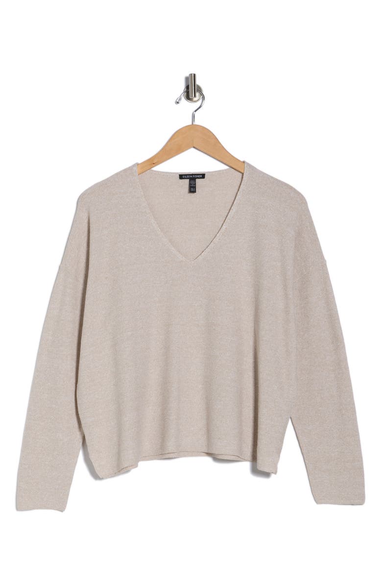 Eileen Fisher V-Neck Sweater, Main, color, Natural White