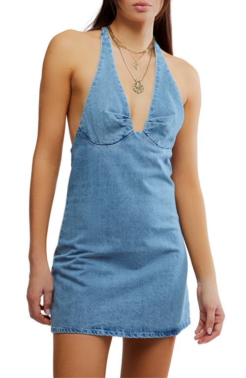 Free People Trevi Denim Halter Minidress