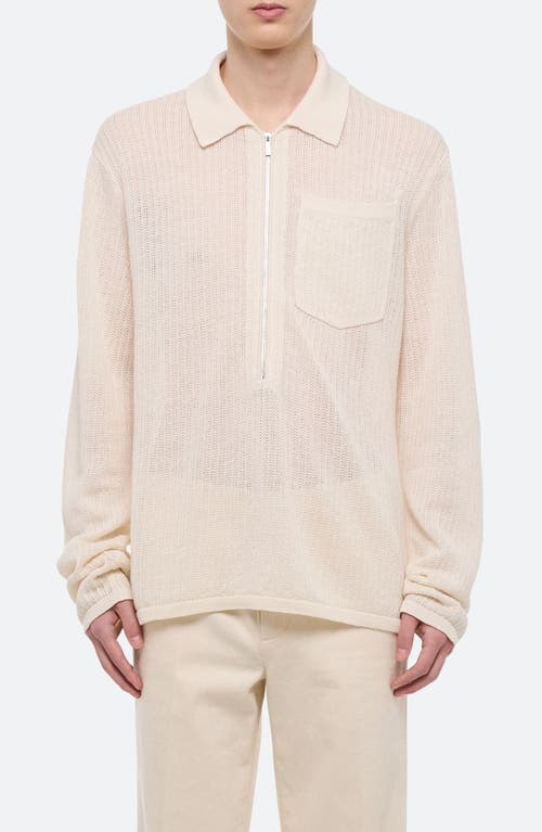 Helmut Lang Long Sleeve Sweater Zip Polo Ivory