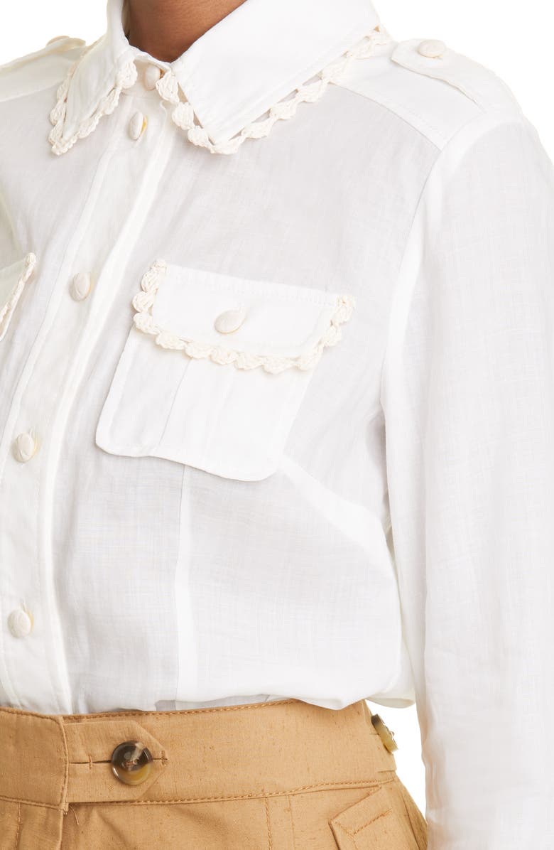 Zimmermann Postcard Crochet Trim Blouse, Alternate, color, 