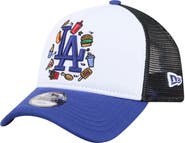 New Era Youth New Era White/Royal Los Angeles Dodgers Food A-Frame 9FORTY Trucker Adjustable Hat