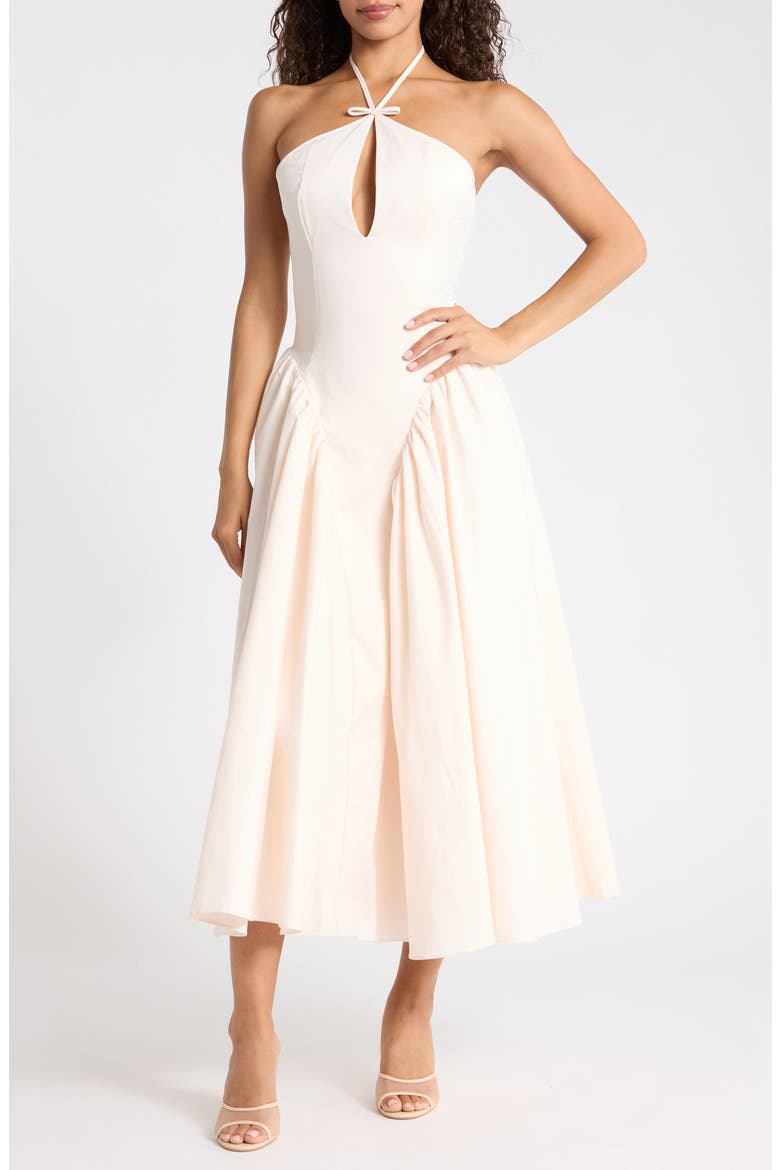 Lilli Keyhole Halter Fit & Flare Cocktail Dress, Alternate, color, BLUSH
