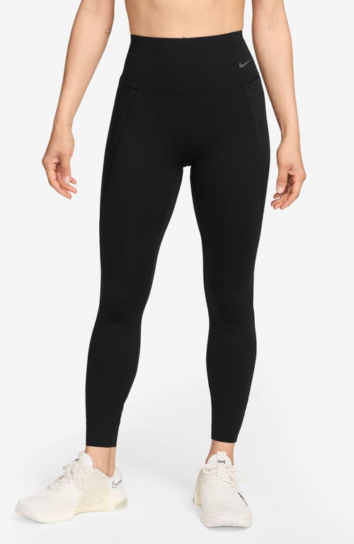 Nike Universa Medium Support High Waist Ankle Leggings In Black/anthracite/black