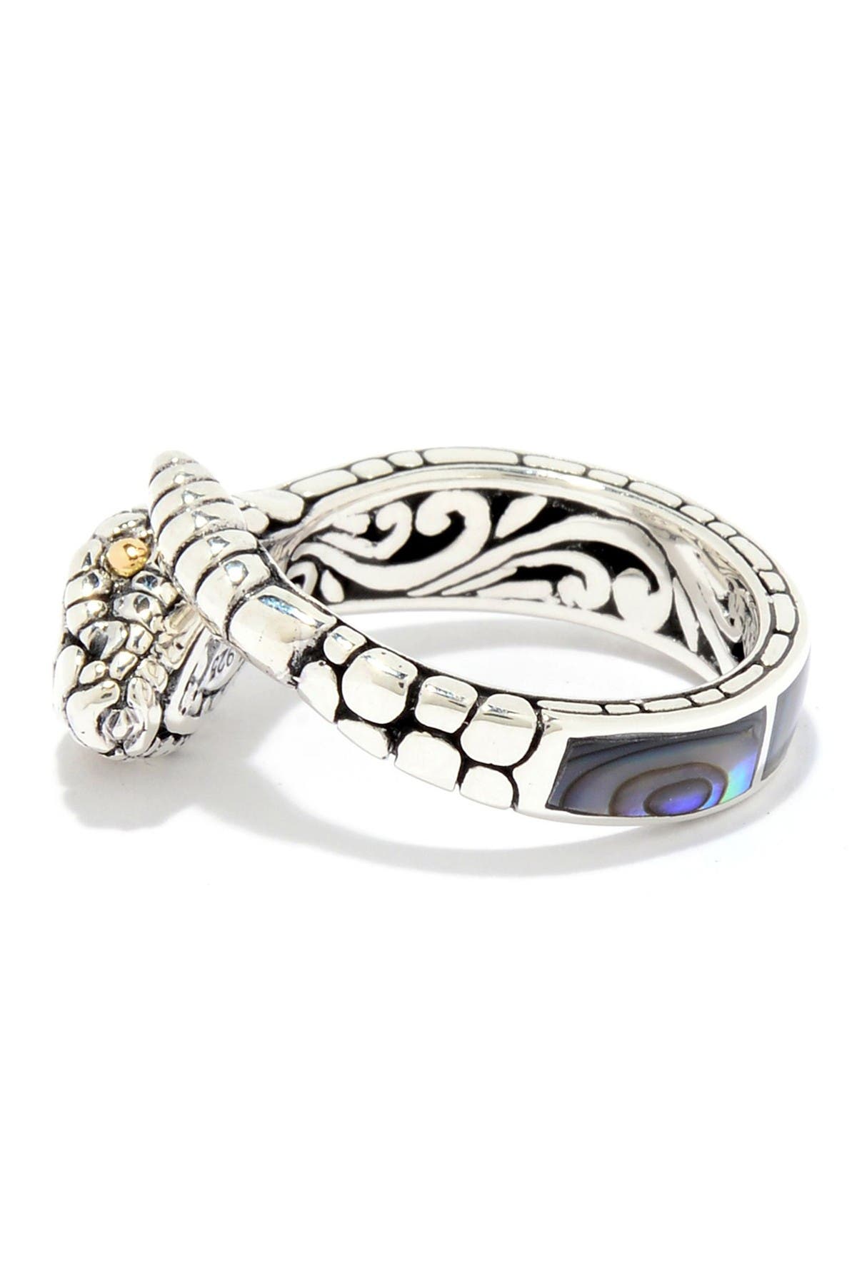 SAMUEL B. Sterling Silver & 18K Gold Abalone Snake Ring (Women ...