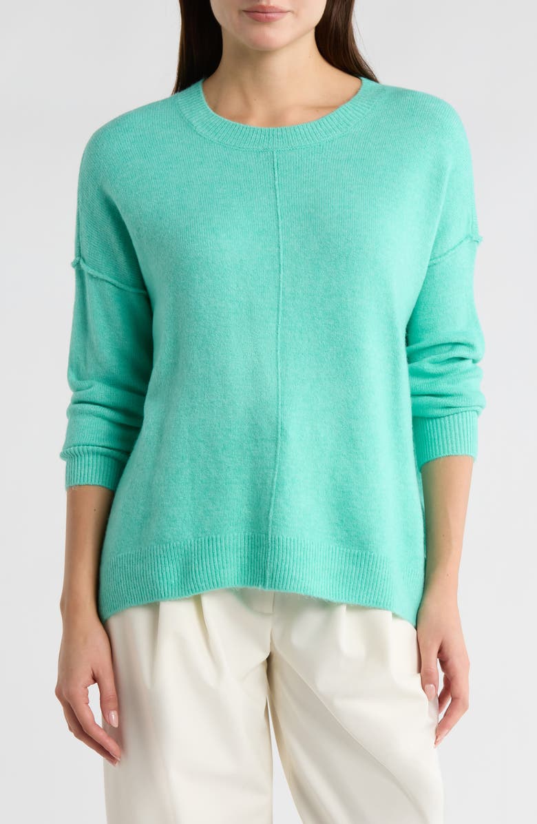 Vince Camuto Center Seam Crewneck Sweater, Main, color, Brilliant Aqua
