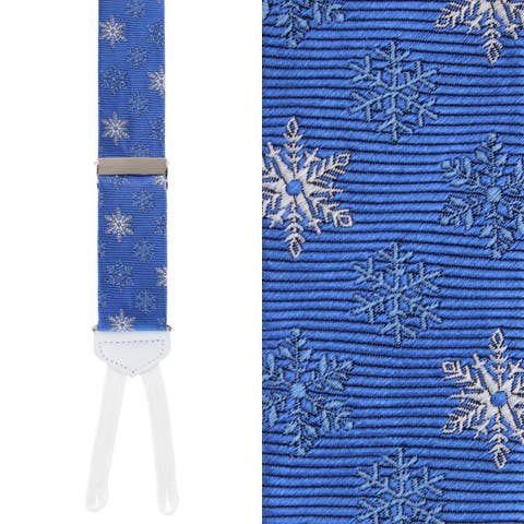 Let It Snow Novelty Snowflake Silk Formal End Suspenders (Braces)