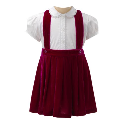Rachel Riley Eloise Pink Silk Velvet Pinafore Set