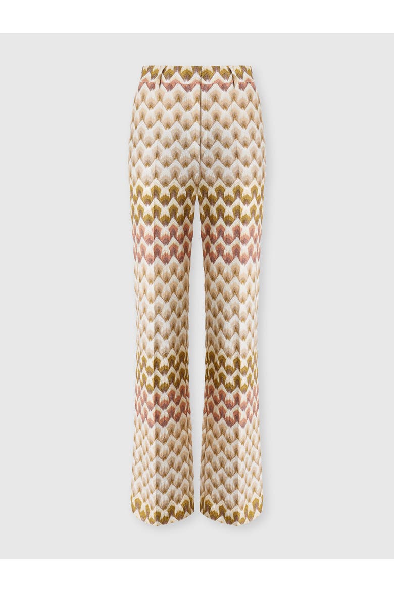 Straight-leg Viscose Lamé Trousers With Lace Motif, Main, color, Gold& Beige