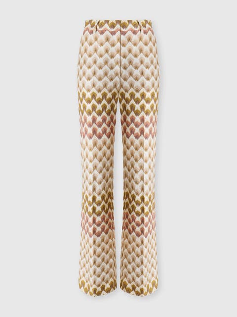 Straight-leg Viscose Lamé Trousers With Lace Motif