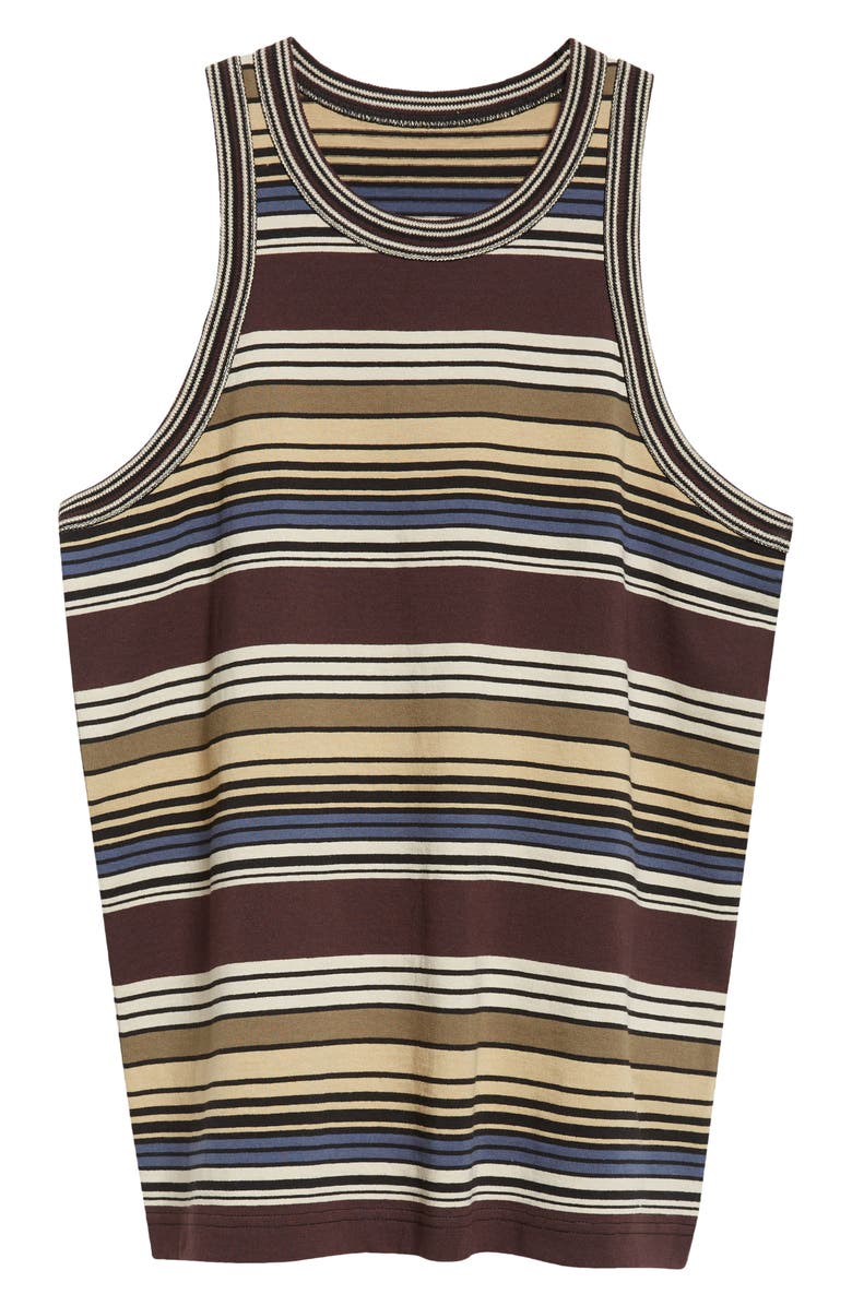 Sacai Horizontal Stripe Tank, Main, color, Brown/ Beige