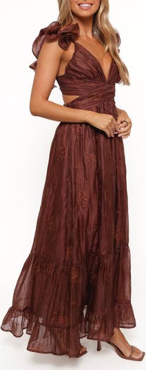 Niamh Pleated Cutout Satin Midi Dress
