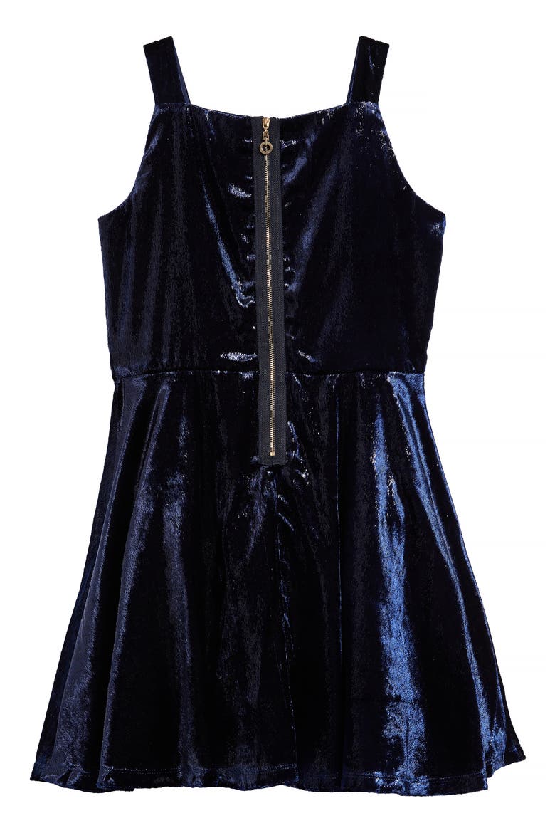 Kids' Sleeveless Velvet Skater Dress, Alternate, color, NAVY